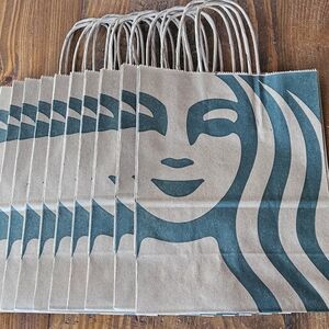 Starbucks Brown and Green Paper Bags - 10 Count
